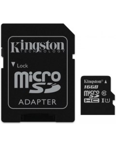 Карта памяти microSDHC Class 10 U1 16GB адаптер SDCIT 16GB Kingston