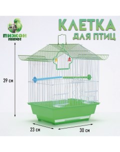 Клетка для птиц укомплектованная Bd-1/1d, 30 х 23 х 39 см, зелёная (фасовка 12 шт) Пижон