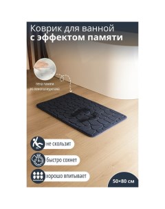 Коврик для ванной и туалета Memory foam, 50?80 см, синий Savanna