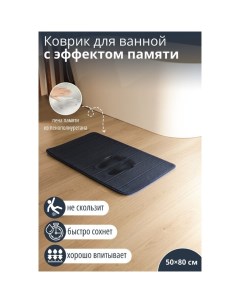 Коврик для ванной и туалета Memory foam, 50?80 см, цвет синий Savanna