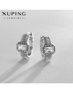 Серьги кольца яркость цвет белый в серебре d 1 2 см Xuping