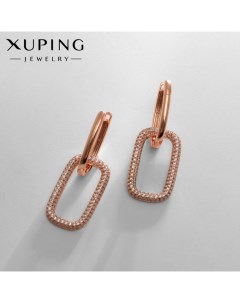 Серьги со стразами леди цвет белый в розовом золоте Xuping