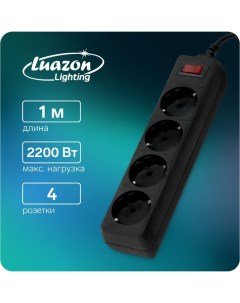 Сетевой фильтр 4 розетки 1 0 м 2200 Вт 3 х 0 75 мм2 10 A 220 В черный Luazon lighting