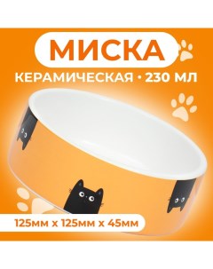 Миска керамическая "Удивление" 230 мл 12,5 x 4,5 cм, жёлтая Пижон