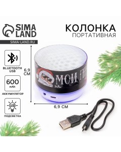 Колонка портативная новогодняя «Новый год: Моя музыка - мои правила»,  Bluetooth, USB, 6,9 х 6,9 х 5 Сима-ленд