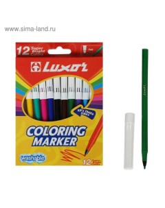 Фломастеры 12 цветов Coloring, смываемые, картон, европодвес Luxor