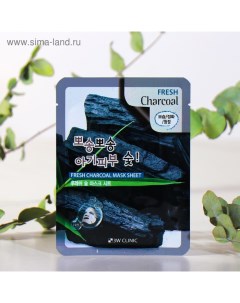 Тканевая маска для лица с древесным углем Fresh Charcoal Mask Sheet, 23 г 3w clinic