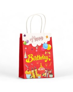 Пакет крафт "Happy Brithday" 120г/м 15 х 8 х 21 см Upak land