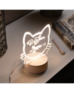 Ночник с маркером для заметок, 13.5x15.5x8.5 см, 5 LED, USB, AAx3(не в компл.), кот, свечение тёплое Luazon lighting