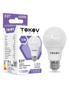 Лампа светодиодная 16 Вт А60 4000 К Е27 176 264В Tokov electric