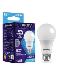 Лампа светодиодная 10 Вт А60 6500 К Е27 176 264В Tokov electric