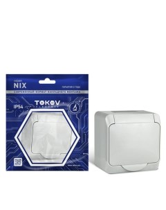 Розетка, Nix, с кр., 1-м, 16А, IP54, 250В, с з/к, серый, TKE-NX-R1Z-C06-IP54 10404705 Tokov electric