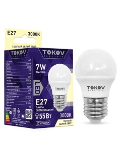 Лампа светодиодная 7 Вт G45 3000 К Е27 176 264В Tokov electric