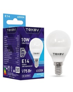 Лампа светодиодная 10 Вт G45 6500 К Е14 176 264В Tokov electric