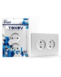 Розетка TOKOV ELECTRIС Pixel в сборе 2 м 16А IP20 без з к белый TKE PX R2F C01 Tokov electric