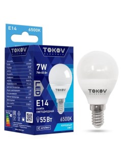 Лампа светодиодная 7 Вт G45 6500 К Е14 176 264В Tokov electric