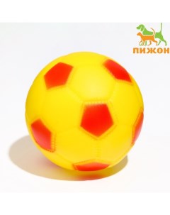 Игрушка пищащая "Мяч Футбол" для собак, 6,2 см, жёлтая Пижон