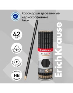 Карандаш чернографитный Jet Black 100 HB грифель d 2 2 мм дерево шестигранный в тубусе Erichkrause