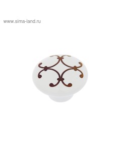 Ручка кнопка LACE Ceramics 009 d 38 керамическая белая с рисунком Tundra