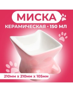 Миска керамическая "Кити" 150 мл, 21 х 10,5 см, розовая Пижон