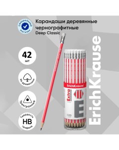 Карандаш чернографитный с ластиком "Extra", HB, грифель d=2.2 мм, дерево, трехгранный в тубусе Erichkrause