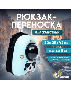 Рюкзак для переноски кошек "Гламуррр", с окном для обзора, 32 х 25 х 42 см, голубой Пижон