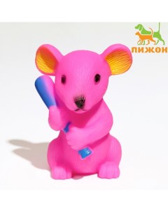 Игрушка пищащая "Мышь" для собак, 9 см, розовая Пижон