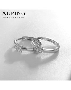 Серьги кольца блаженство цвет белый в серебре d 2 см Xuping