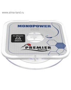 Леска MONOPOWER ICE, диаметр 0.12 мм, тест 1.7 кг, 30 м, нейлон, прозрачная Premier fishing