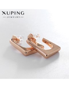 Серьги металл трапеция контур цвет розовое золото Xuping