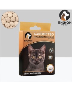 Лакомство для котят Здоровый малыш со вкусом творога 60 таб Пижон