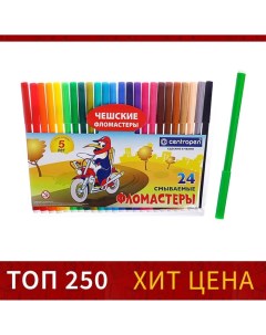 Фломастеры 24 цвета 7790 "Пингвины" пластиковый конверт, линия 1.0 мм Centropen