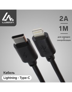 Кабель LuazON Lightning Type C 2 А 1 м для зарядки и синхронизации черный Luazon home