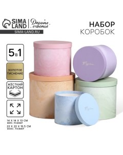 Набор шляпных коробок для цветов 5 в 1, упаковка подарочная, «Мрамор», 14 х 13 см - 22 х 19,5 см Дарите счастье