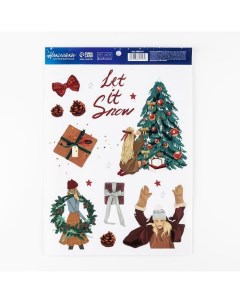 Наклейки интерьерные новогодние Let it snow 21 х 29 7 см Новый год Дарите счастье