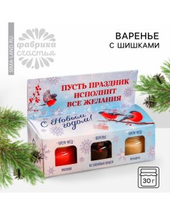 Набор «Счастливый новый год»: 2 крем-меда и варенье с шишками по 30 г. Доброе здоровье