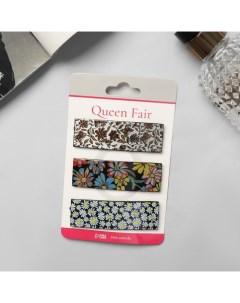 Невидимка для волос Дифда набор 3 шт 7 см цветочный микс Queen fair