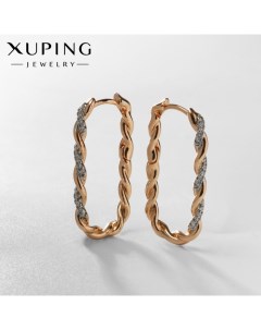 Серьги со стразами переплетение косичка цвет белый в розовом золоте Xuping