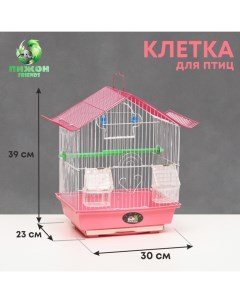 Клетка для птиц укомплектованная Bd-1/1d, 30 х 23 х 39 см, розовая Пижон