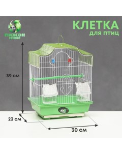 Клетка для птиц укомплектованная Bd-1/4f, 30 х 23 х 39 см, зелёная Пижон