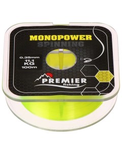 Леска Preмier fishing MONOPOWER Spinning, диаметр 0.35 мм, тест 11.1 кг, 100 м, флуоресцентная желта Premier fishing