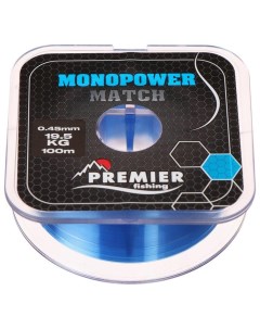 Леска Preмier fishing MONOPOWER мatch, диаметр 0.45 мм, тест 19.5 кг, 100 м, голубая Premier fishing