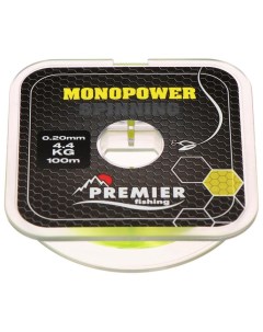 Леска Preмier fishing MONOPOWER Spinning диаметр 0 2 мм тест 4 4 кг 100 м флуоресцентная желтая Premier fishing