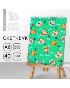 Скетчбук «Коты», А6, 40 листов, 100 г/м Artfox