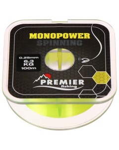 Леска Preмier fishing MONOPOWER Spinning диаметр 0 25 мм тест 6 3 кг 100 м флуоресцентная желтая Premier fishing