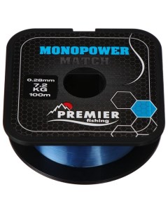 Леска Preмier fishing MONOPOWER мatch диаметр 0 28 мм тест 7 2 кг 100 м голубая Premier fishing