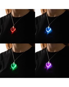 Светодиодный кулон Сердце 60 см батарейки свечение мульти RGB Luazon lighting