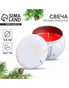 Свеча новогодняя Shine bright, аромат бабл гам, 6 х 4 см Сима-ленд