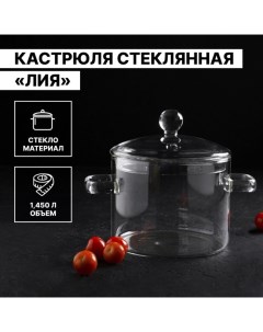 Кастрюля из жаропрочного стекла Лия 1 450 л 16 5 16 см Magistro