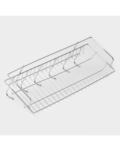 Полка универсальная, бытовая, с крючками, 42×12×15 см, хромированная Доляна